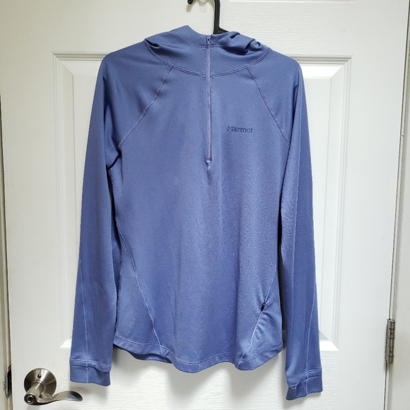 Marmot Tops - Marmot Lavender Blue Indio 1/2 Zip Long Sleeve Hooded Shirt